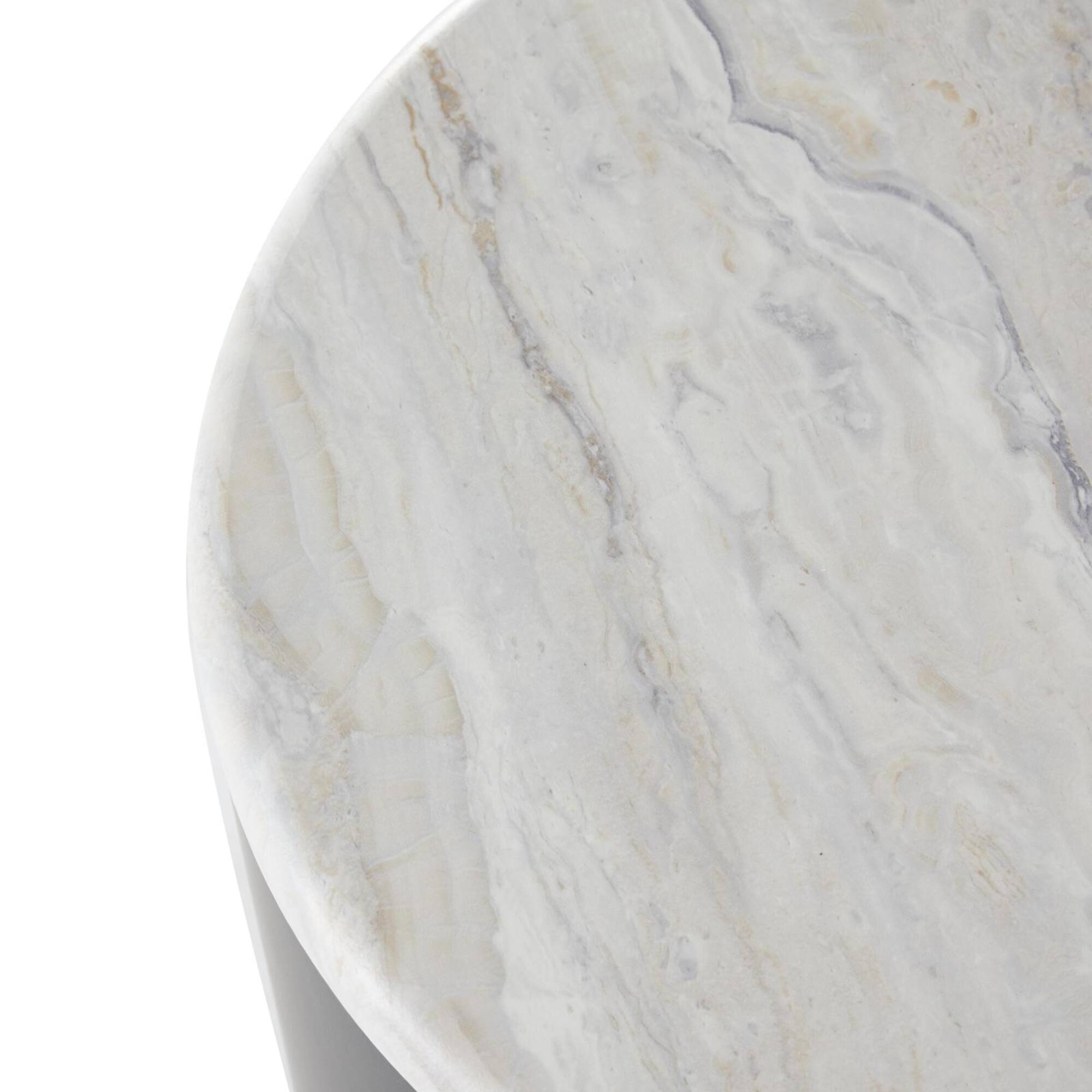 Black Metal Nesting Accent Table with Faux White Marble Top Set